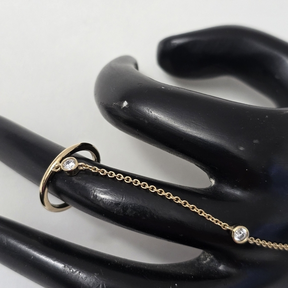 Gold Sterling Silver 925 Slave Chain Bracelet With Ring - Picture 6 of 11